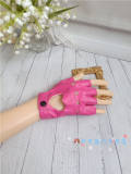 Dark Black Punk Wristcuffs Synthetic Leather Gloves