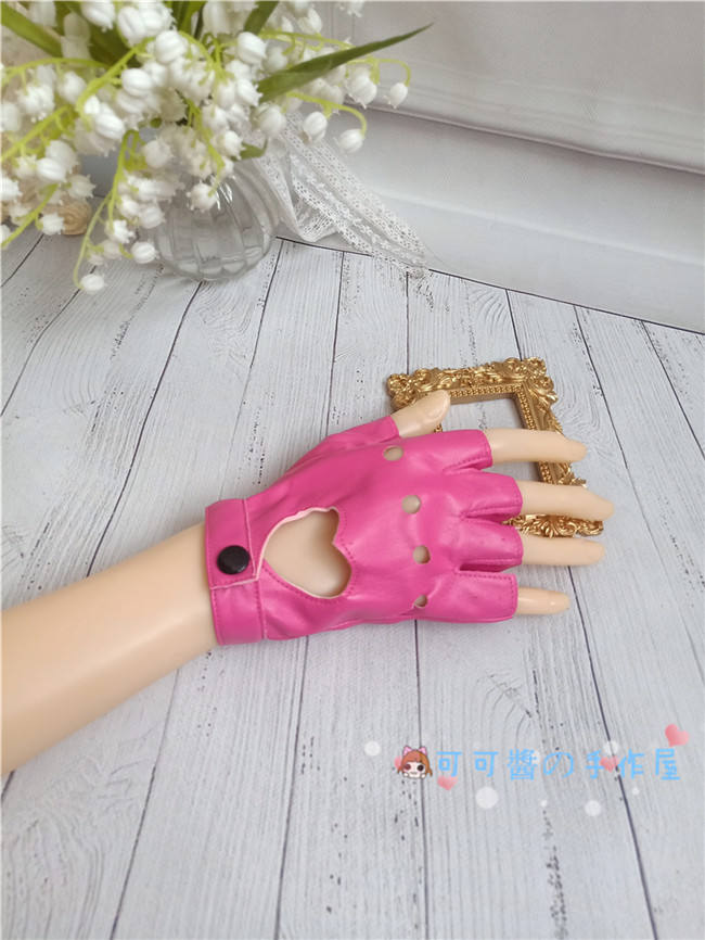 Dark Black Punk Wristcuffs Synthetic Leather Gloves