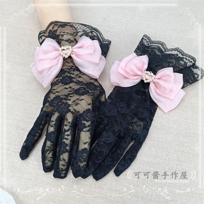 Lace Bow Bridal Gloves Lolita Accessories