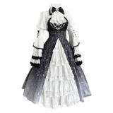 Skeleton Prints Ombre Halloween Gothic Lolita Dress and Bolero