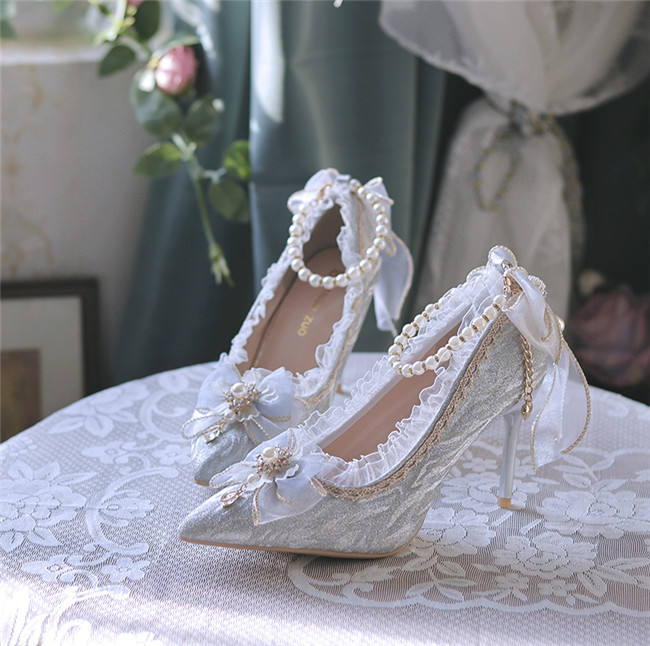 Women Shiny Pointed Toe Heels Shoes