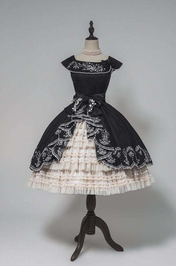 Embroidered Lily of the Valley Elegant Classic Lolita Dress