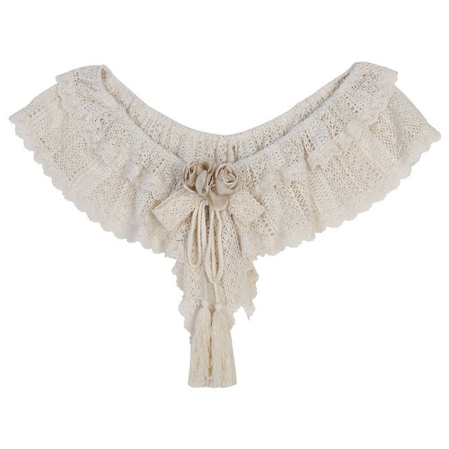 Daisy Embroidery Han Style Jumper Dress and Lace Tippet