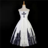 Church and Cross Print Lolita Jumper Dress and Cape