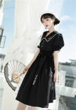 Bamboo Print Black White Han Style Lolita Dress