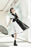 Bamboo Print Black White Han Style Lolita Dress