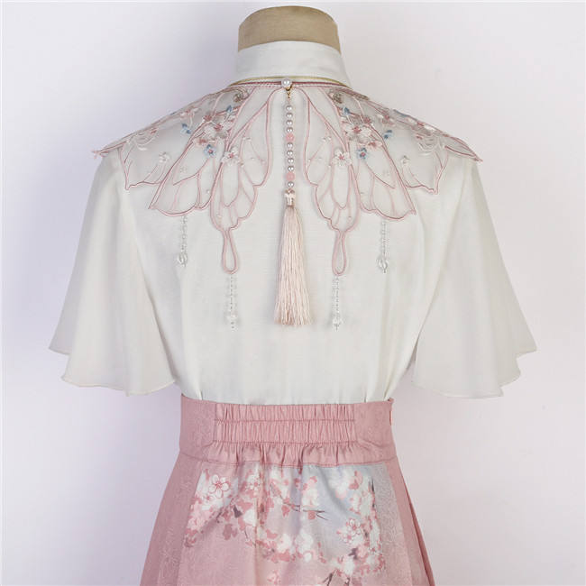 Sakura Print Chinese Hanfu Horse Face Skirt Set