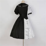 Bamboo Print Black White Han Style Lolita Dress