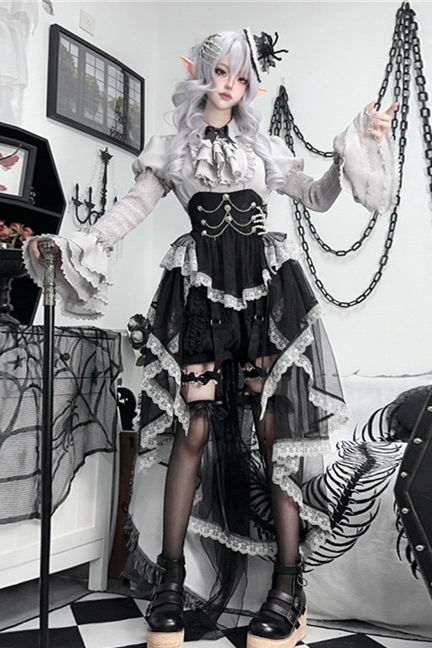 Dark Black Halloween Ouji Lolita Set