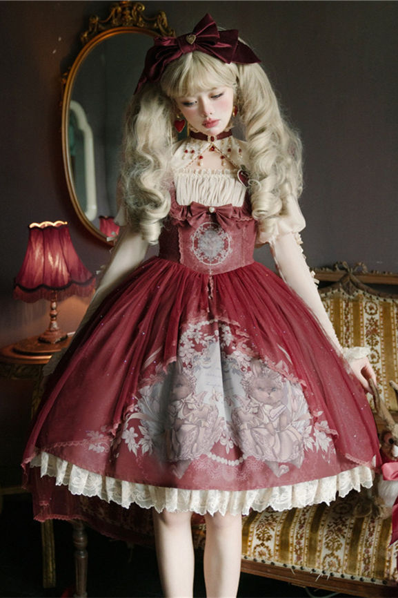 Mystery Land Bunny Print Classic Lolita Dress and Blouse