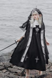 Night Cross Nun Lolita Dress, Cape, Hat and Necklace