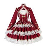 Red Jacquard Qi Lolita Dress and Bolero