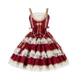 Red Jacquard Qi Lolita Dress and Bolero