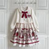 Bear and Strawberry Print Lolita Jumper Dress and Coat