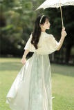 Green Grape Print Hanfu Jumper Dress and Tippet