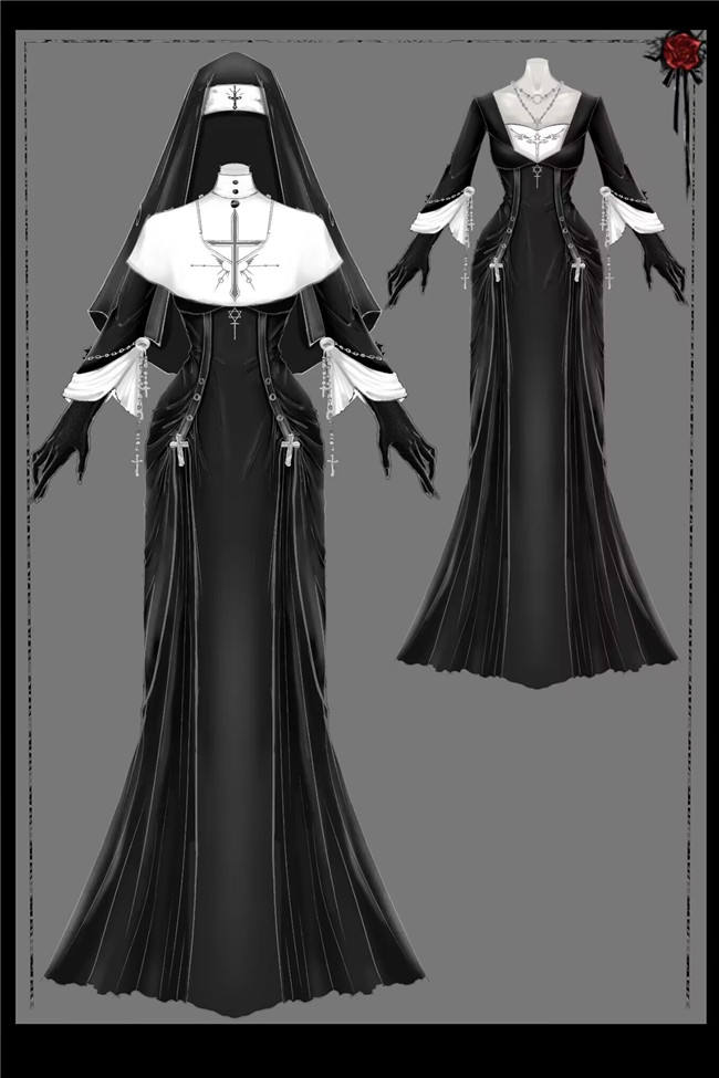 Cross Church Nun Lolita Dress, Cape, Headscarf, Necklace and Gloves -My  Lolita Dress