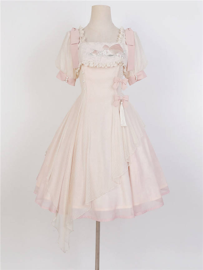 Peach Embroidery Pink Qi Lolita Dress