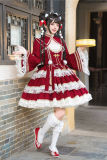 Red Jacquard Qi Lolita Dress and Bolero