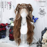 Dalao Home Eight-figure Fringe Long Curly Hair Highlight Wig