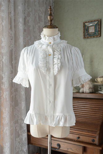 Nnstar White Short Sleeves Lolita Blouse and Necktie