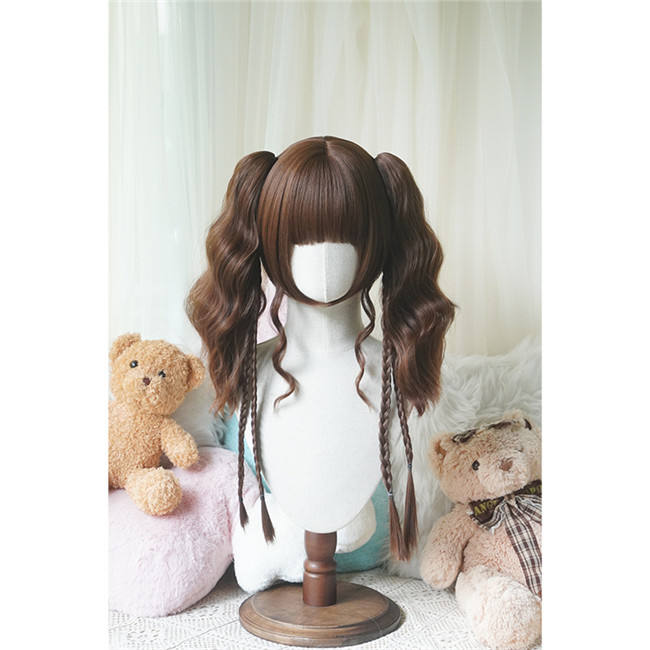 Yuchashui Concert Girl Sweet Lolita Short Wig and Double Ponytails