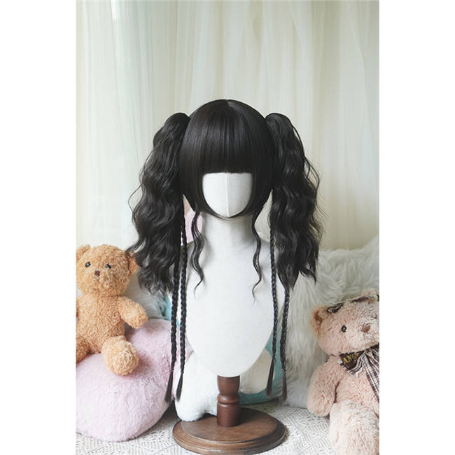 Yuchashui Concert Girl Sweet Lolita Short Wig and Double Ponytails