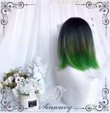 Black Green Short Lolita Wig