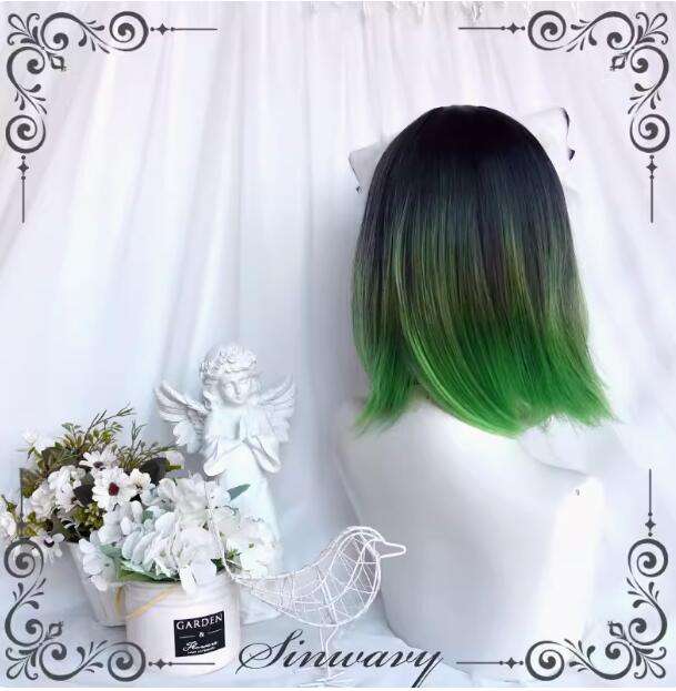 Black Green Short Lolita Wig