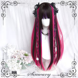 Ruined Strawberry Red Purple Highlight Lolita Wig