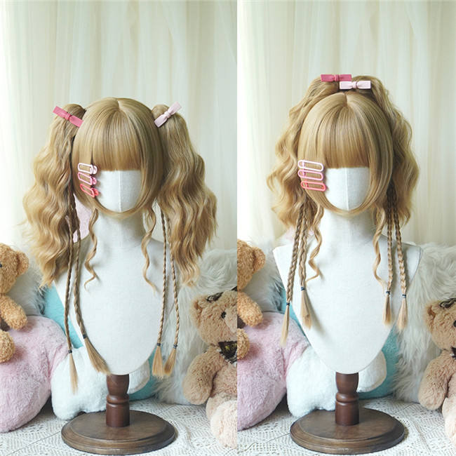Yuchashui Concert Girl Sweet Lolita Short Wig and Double Ponytails