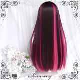 Ruined Strawberry Red Purple Highlight Lolita Wig