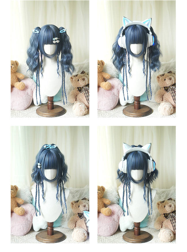 Yuchashui Concert Girl Sweet Lolita Short Wig and Double Ponytails