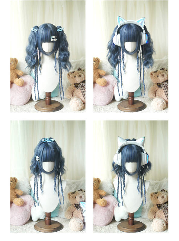 Yuchashui Concert Girl Sweet Lolita Short Wig and Double Ponytails
