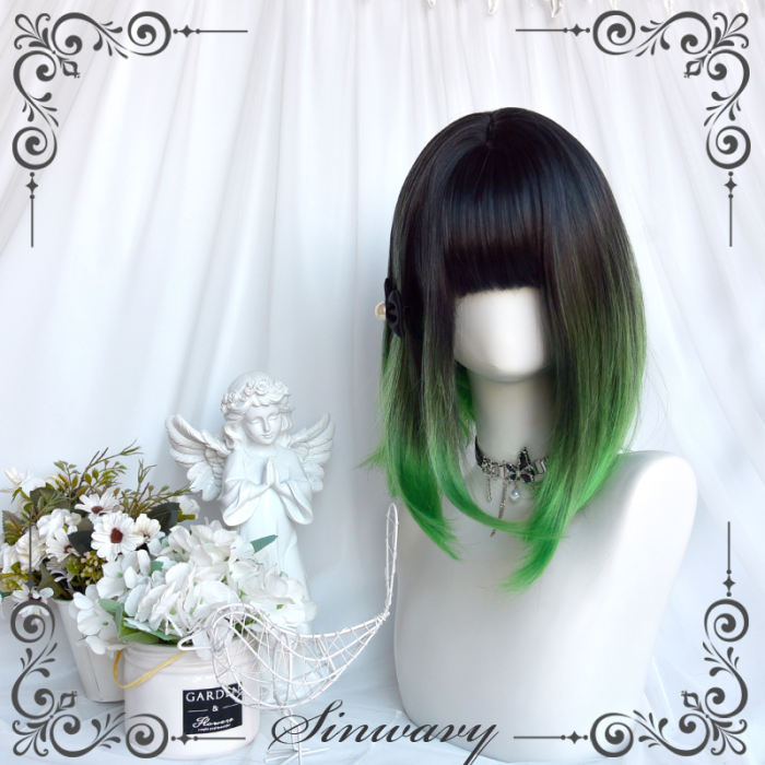 Black Green Short Lolita Wig