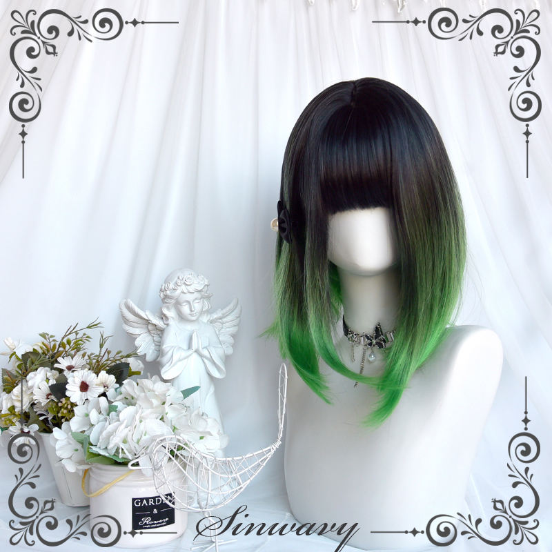 Black Green Short Lolita Wig