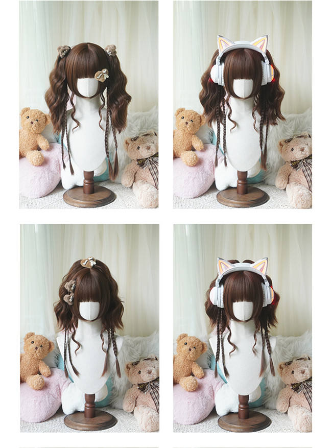 Yuchashui Concert Girl Sweet Lolita Short Wig and Double Ponytails