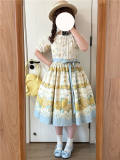 Lemon Print Cotton Lolita Dress Beige OP Long Version Size M - In Stock