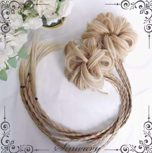 Bubble Chinese Style Short Wig and Bun Pigtails