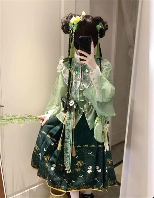 Bubble Chinese Style Short Wig and Bun Pigtails