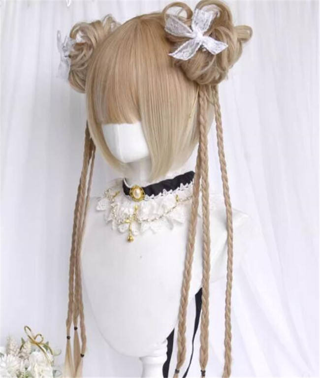 Bubble Chinese Style Short Wig and Bun Pigtails