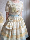 Lemon Print Cotton Lolita Dress Beige OP Long Version Size M - In Stock