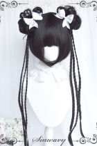 Bubble Chinese Style Short Wig and Bun Pigtails