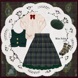 Miss Point ~The Kitty In the Frame Christmas Lolita Vest + Skirt Set - In Stock