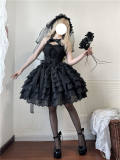 Feathers Fall to the Earth Lace Embroidery Lolita Dress Set