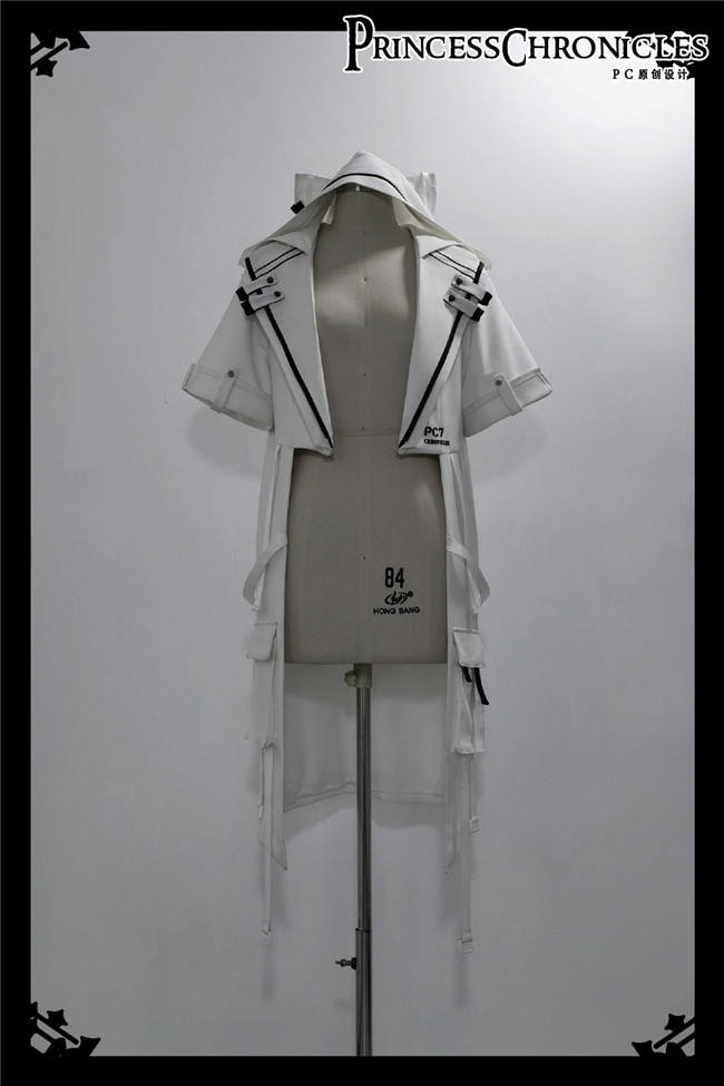Princess Chronicles White Cat Techwear Coat, Top and Short Pants Ouji Fashion