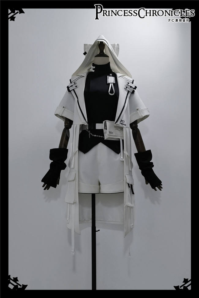 Princess Chronicles White Cat Techwear Coat, Top and Short Pants Ouji Fashion