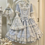 Cream Petal Cotton Lolita Dress and Set-in Sleeves