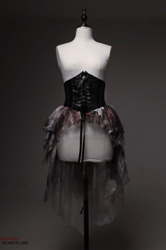 Lilith House Horrible Wonderland Lolita Corset with Blood Stained Lace Irregular Tailing