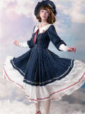 Rabbit Teeth Santorini Stripe Lolita Dress and Hat