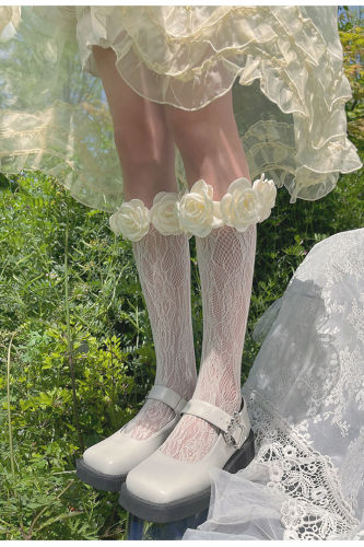 Camellia Lace Calf Lolita Socks